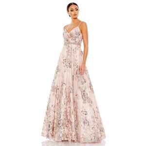 Mac Duggal 67971 Beaded Floral Lace Gown Rose Pink Garden Party 8 NEW